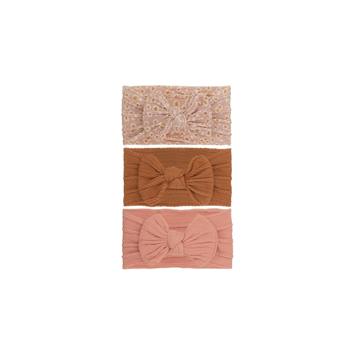 Bowie single bow cable knit baby headband set 2, three headbands
