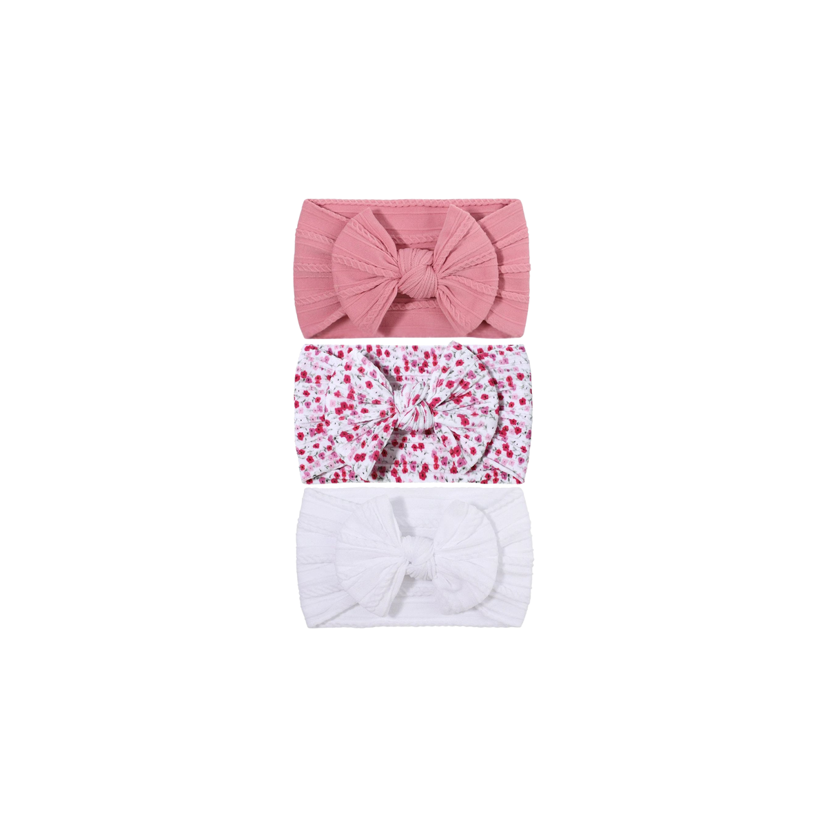 Bowie single bow cable knit baby headband set 22, three headbands