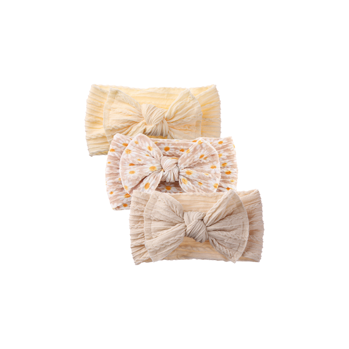 Bowie single bow cable knit baby headband set 24