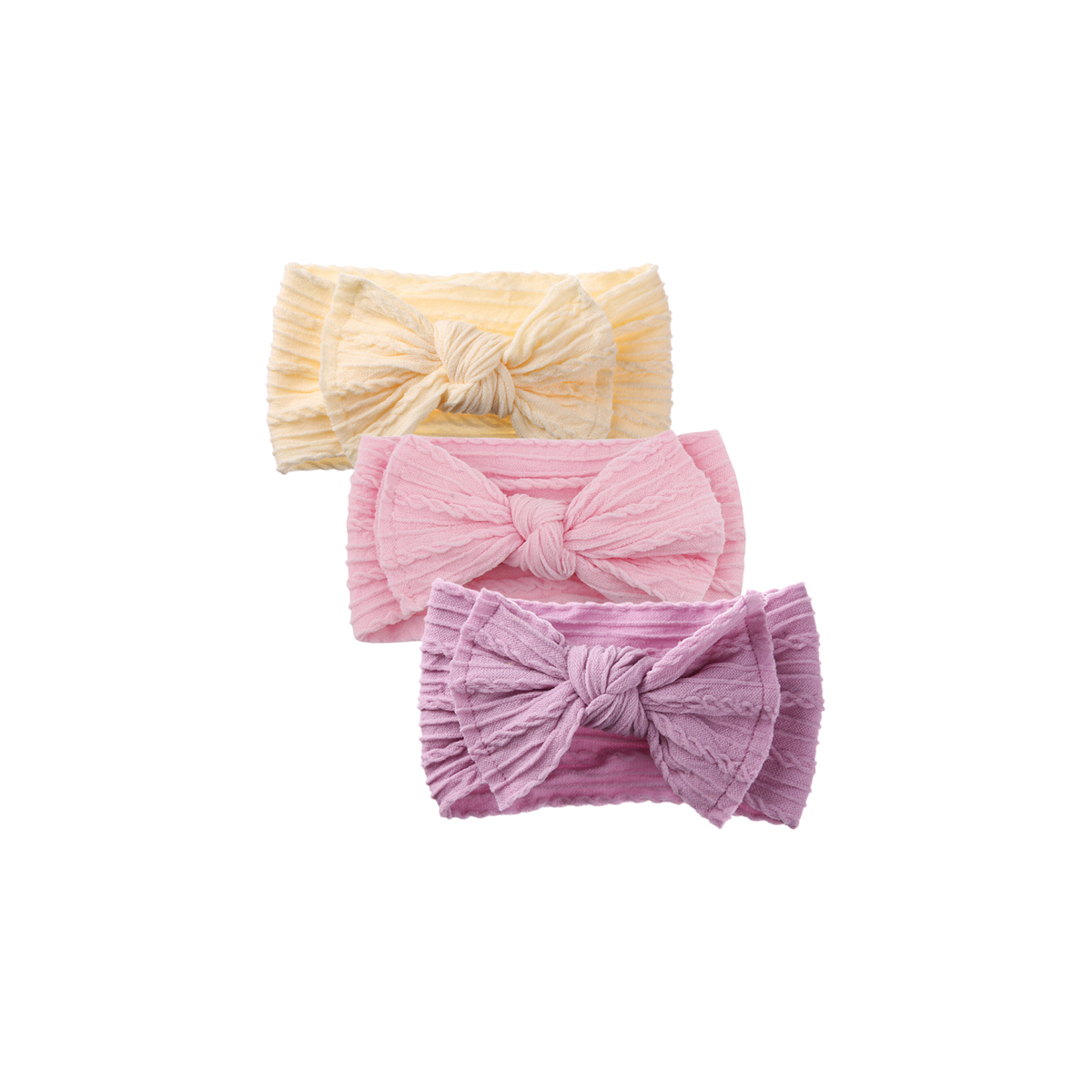 Bowie single bow cable knit baby headband set 25