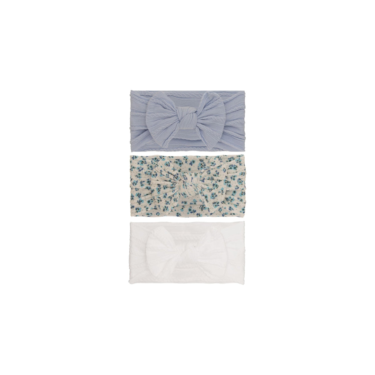 Bowie single bow cable knit baby headband set 6, three headbands