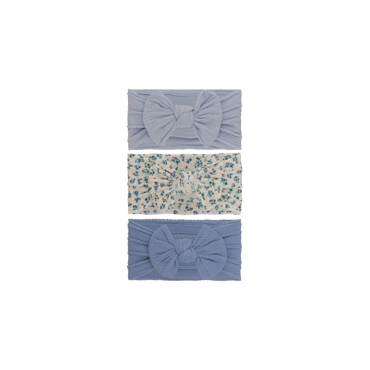 Bowie single bow cable knit baby headband set 9, three headbands
