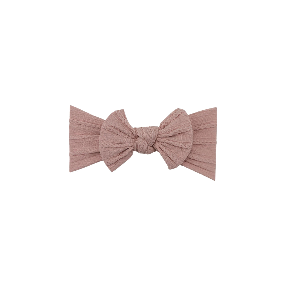 Bowie single bow cable knit baby headband in blush