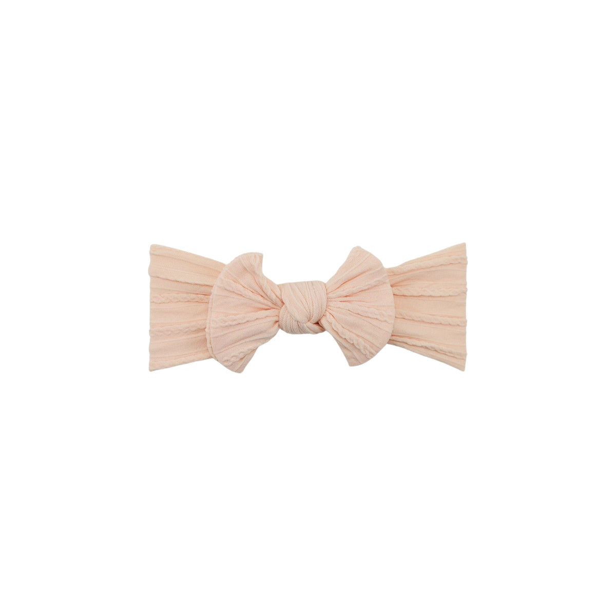 Bowie single bow cable knit baby headband in coral