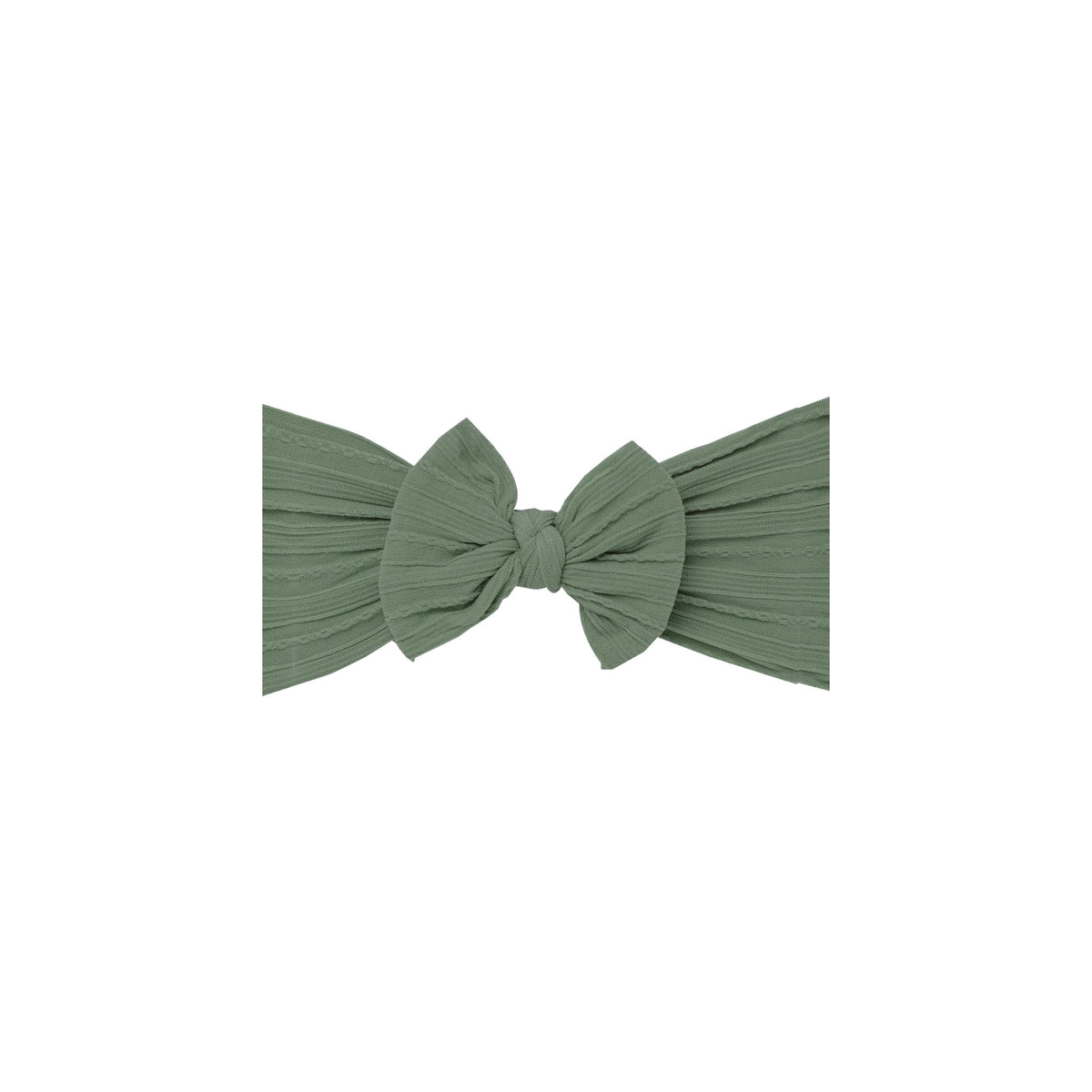 Bowie single bow cable knit baby headband in fern green