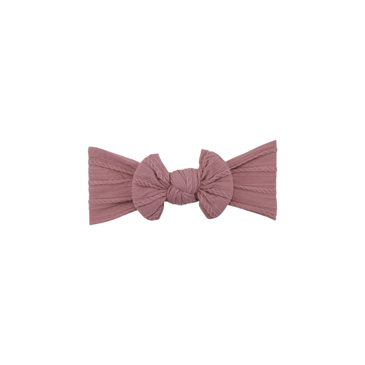 Bowie single bow cable knit baby headband in flamingo