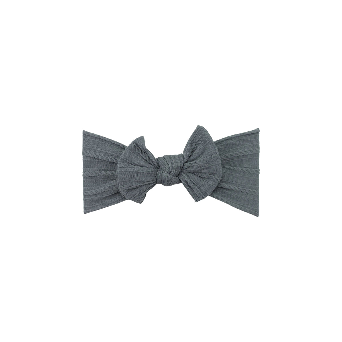 Bowie single bow cable knit baby headband in grey