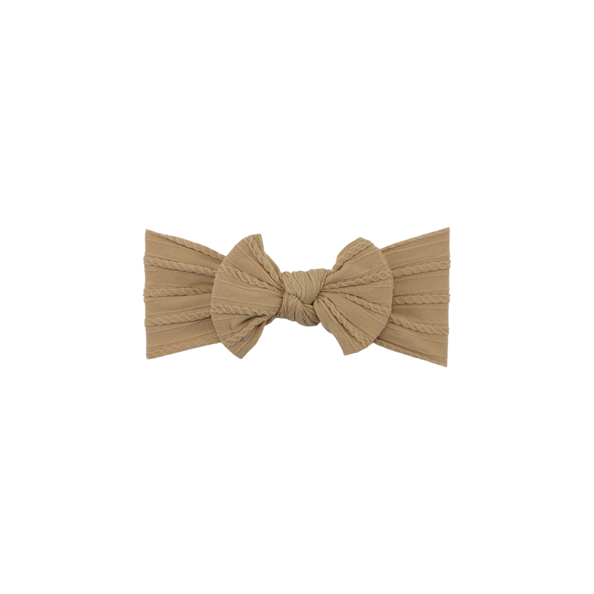 Bowie single bow cable knit baby headband in latte