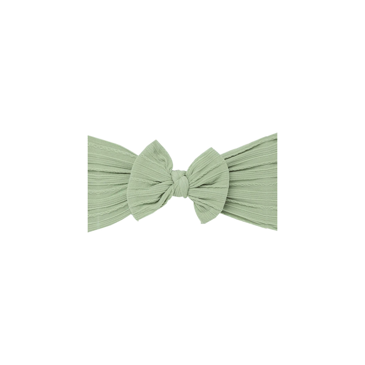 Bowie single bow cable knit baby headband in laurel green