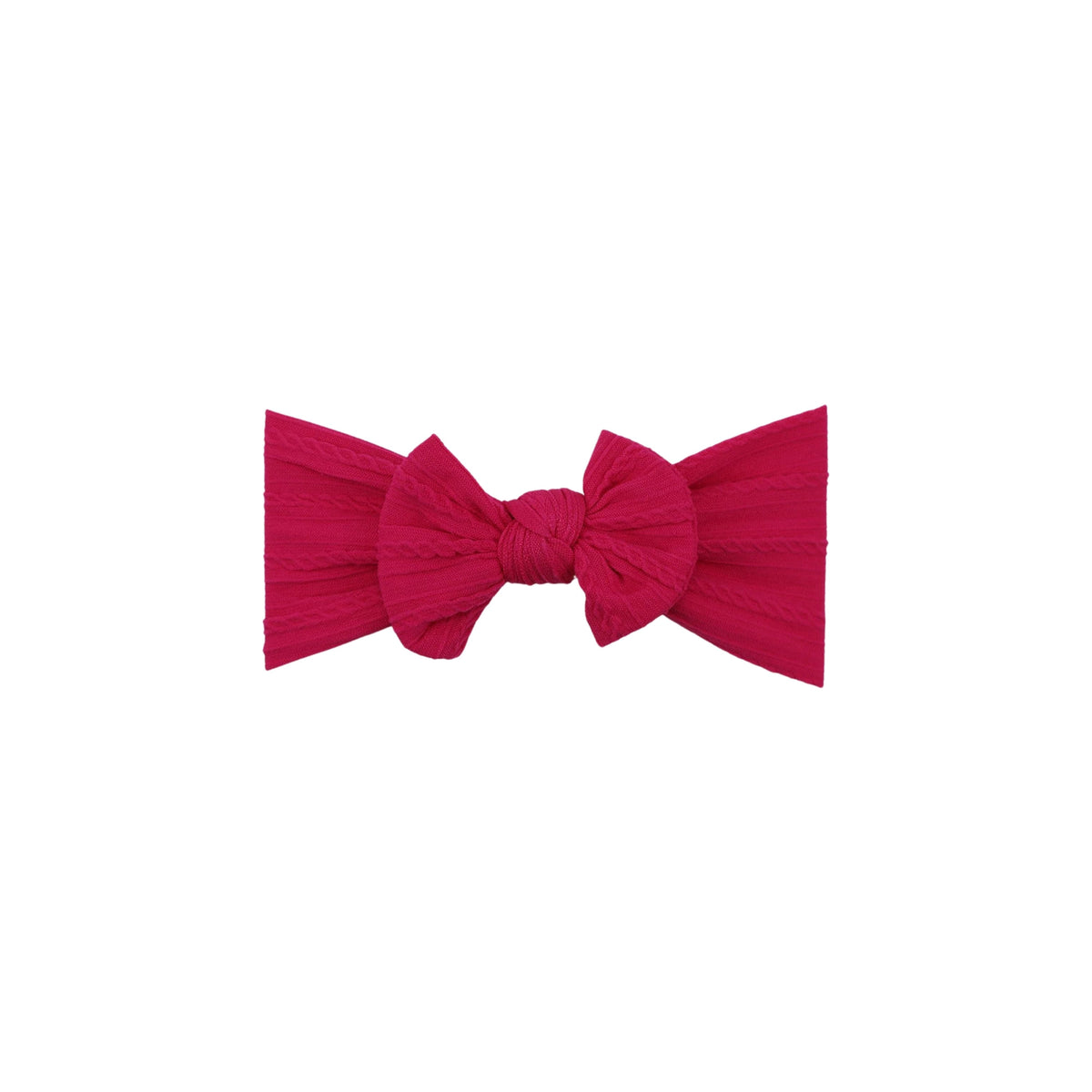 Bowie single bow cable knit baby headband in lipstick
