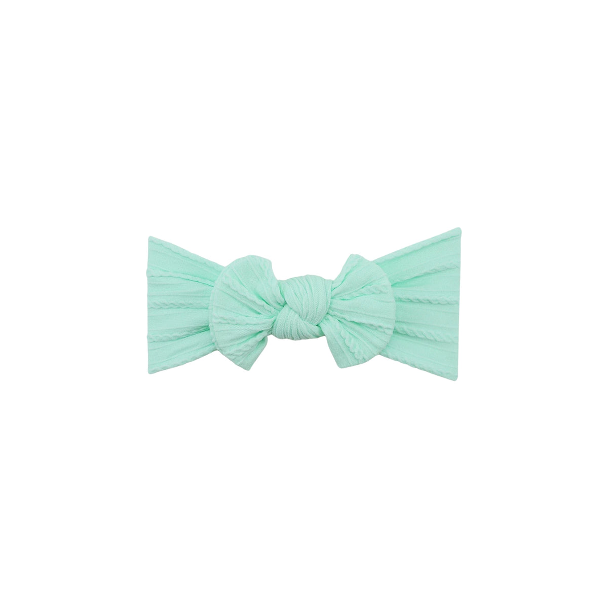 Bowie single bow cable knit baby headband in mint