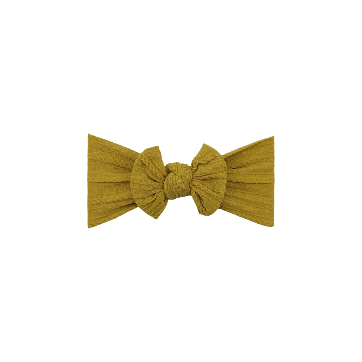 Bowie single bow cable knit baby headband in mustard