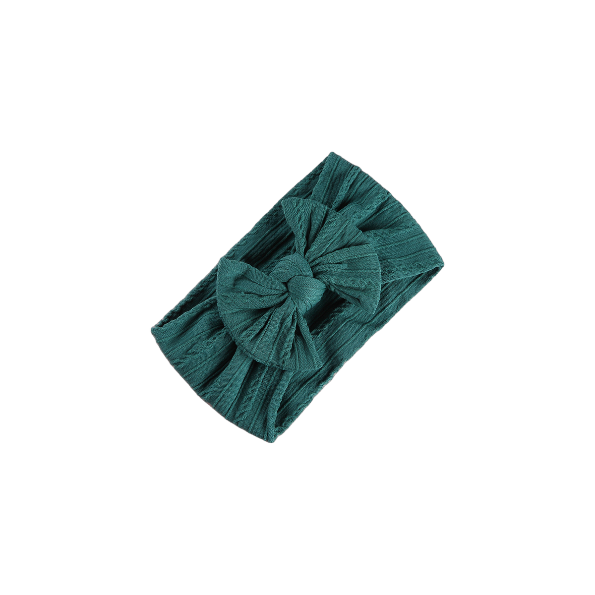 Bowie single bow cable knit baby headband in pine green