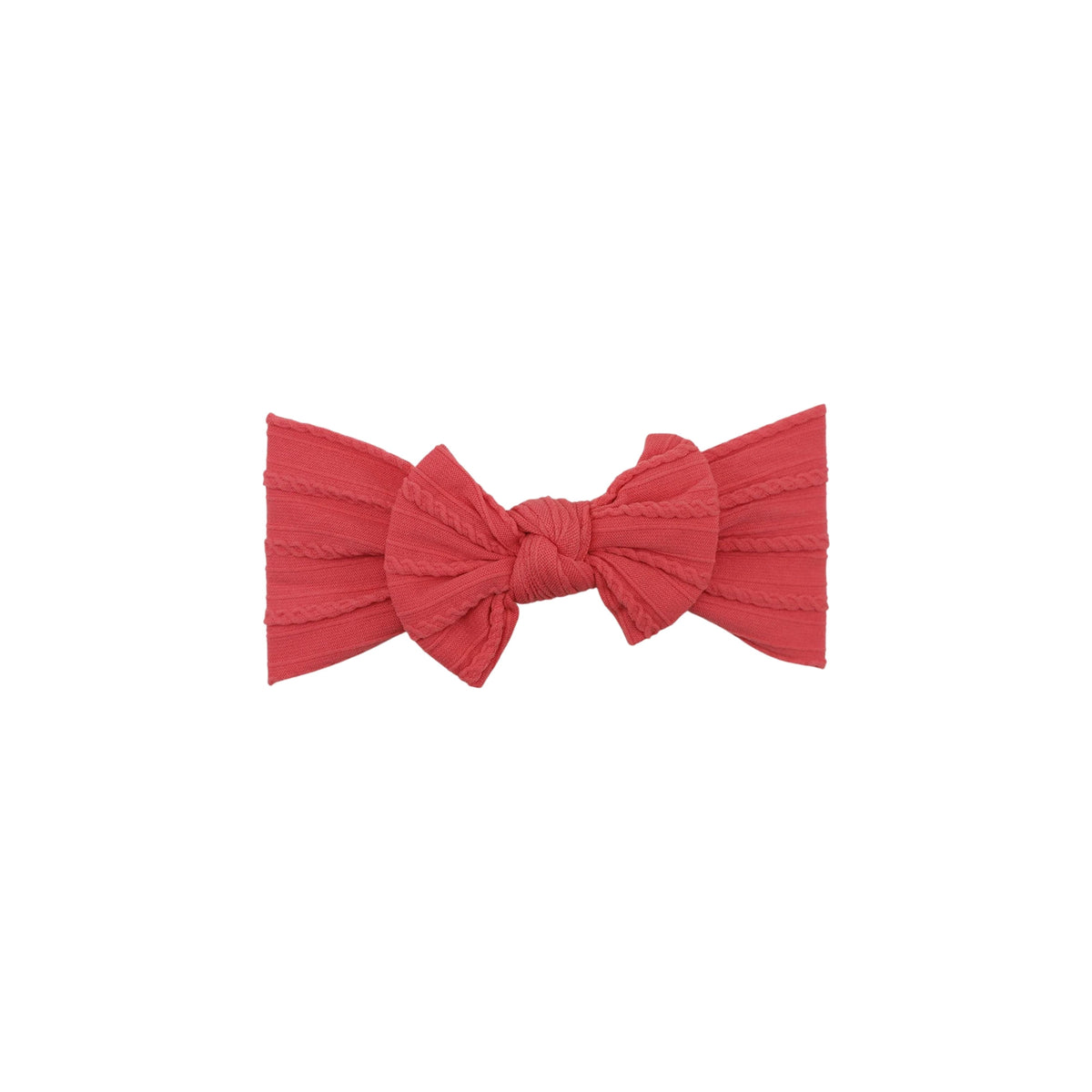 Bowie single bow cable knit baby headband in punch