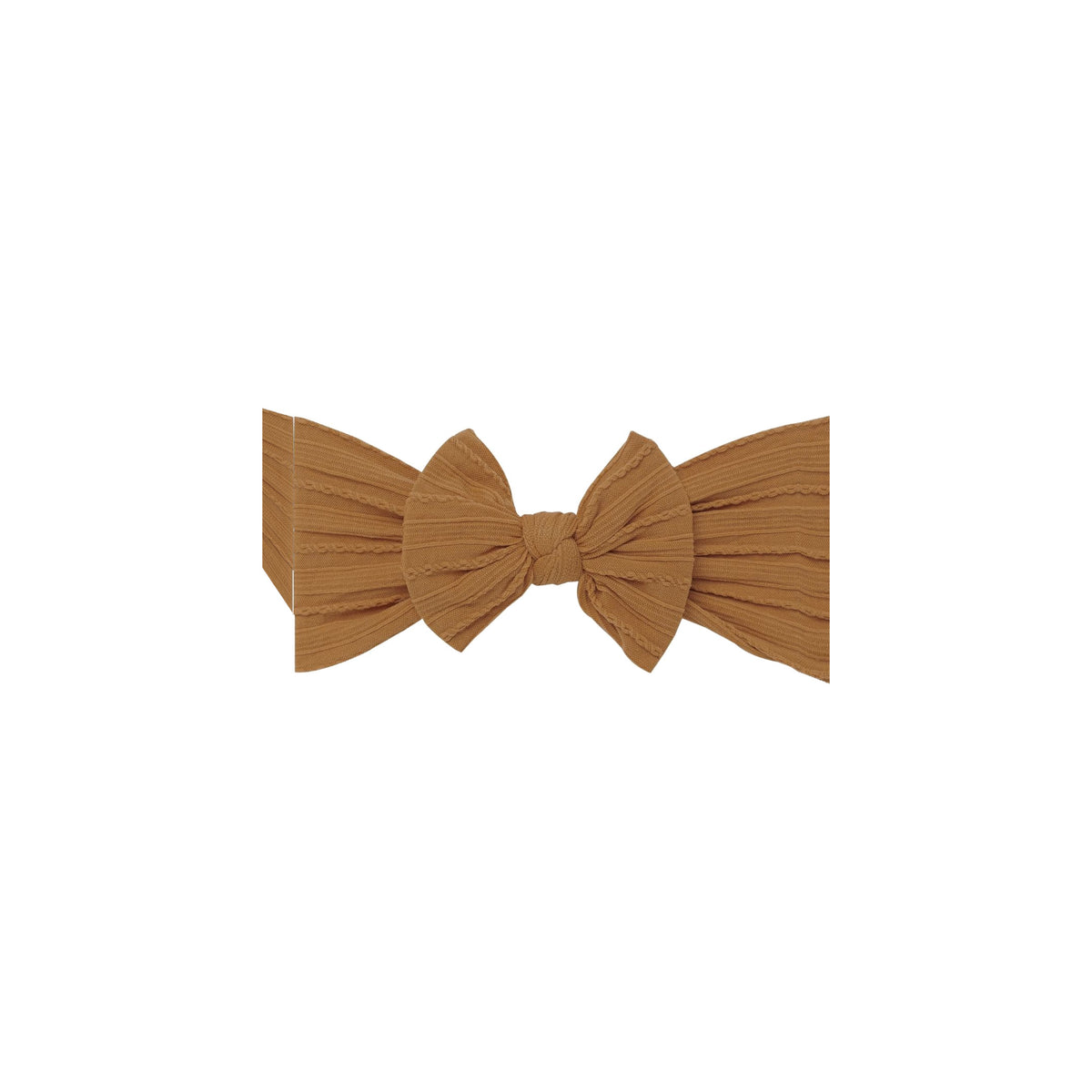 Bowie single bow cable knit baby headband in rust