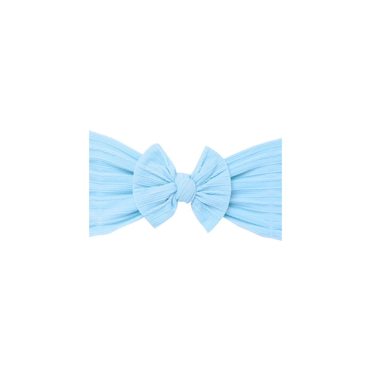 Bowie single bow cable knit baby headband in sky