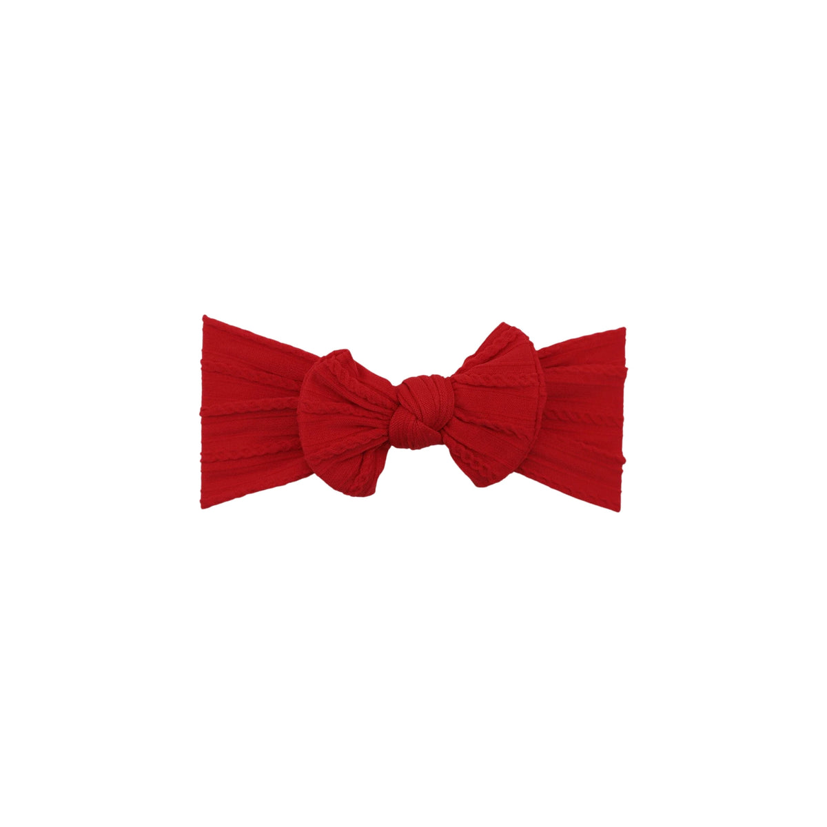 Bowie single bow cable knit baby headband in strawberry