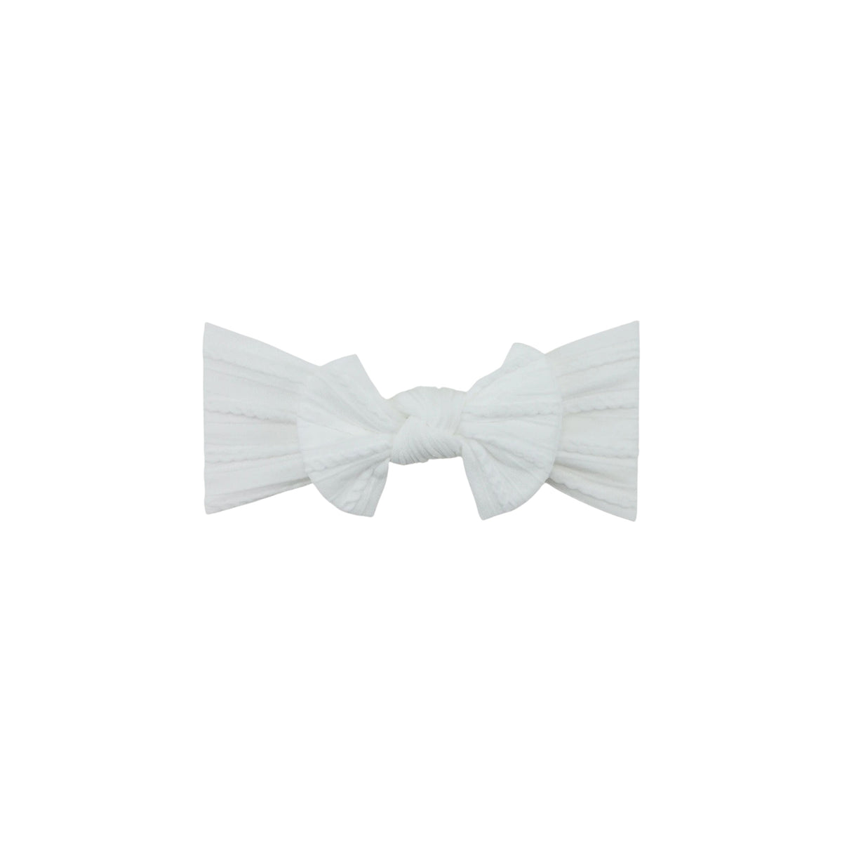 Bowie single bow cable knit baby headband in white