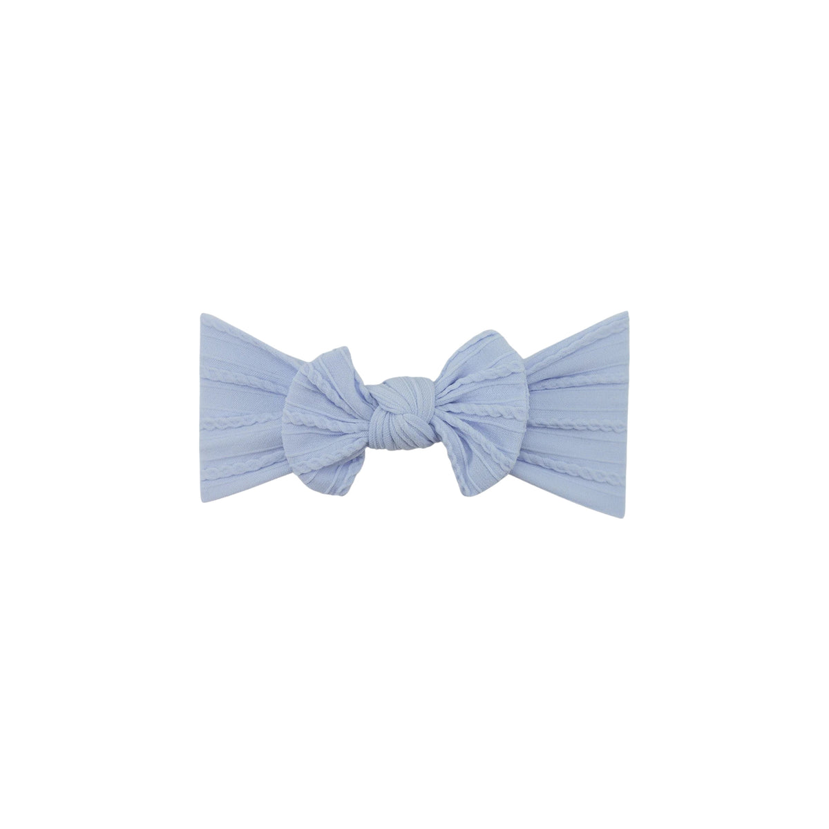 Bowie single bow cable knit baby headband in wisteria