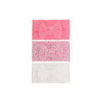 Set 12 cable knit single bow baby headband 3-piece set on white background