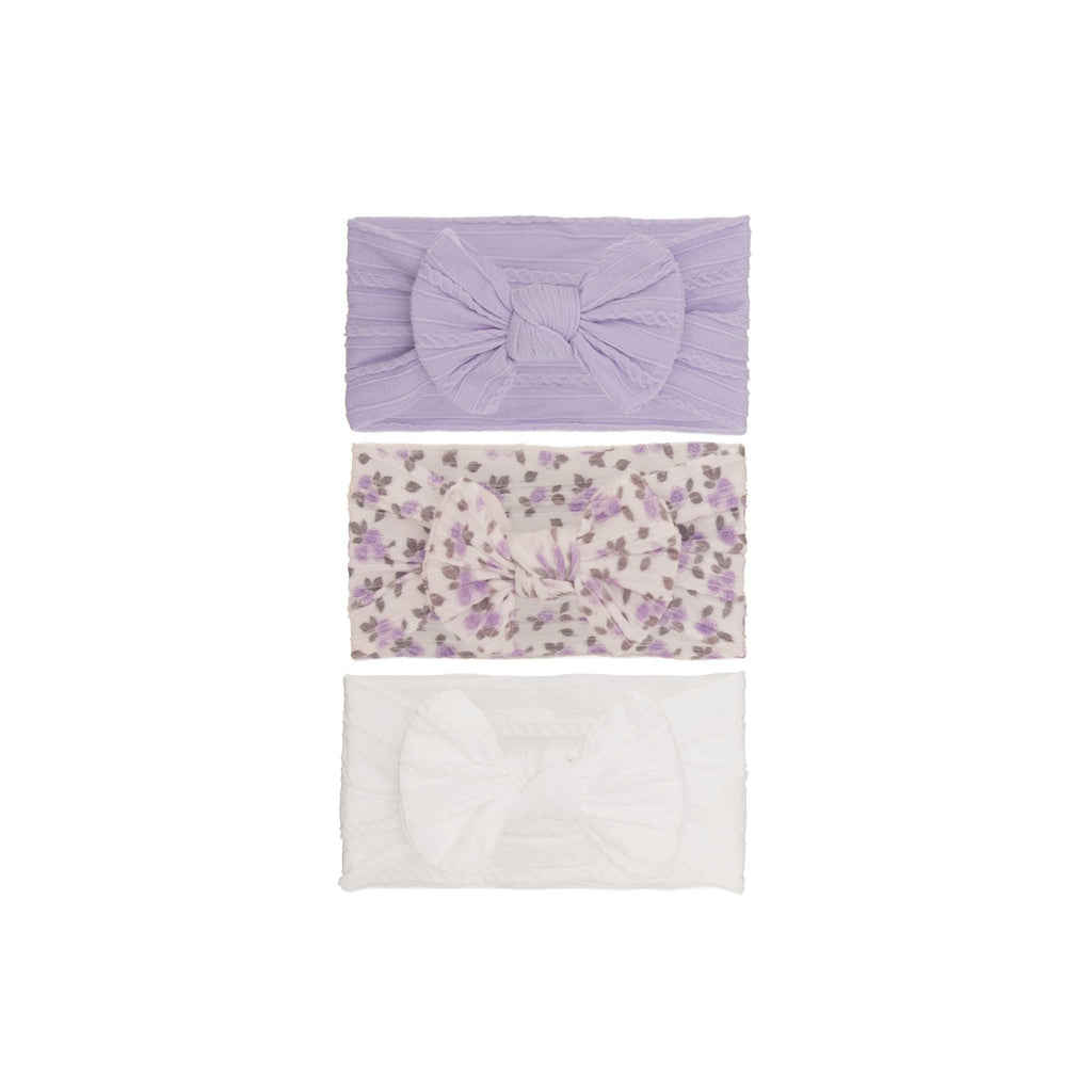 Set 13 cable knit single bow baby headband 3-piece set on white background