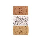 Set 14 cable knit single bow baby headband 3-piece set in neutral tones