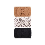 Set 15 cable knit single bow baby headband 3-piece set in neutral tones