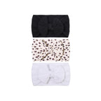 Set 16 cable knit single bow baby headband 3-piece set in neutral tones