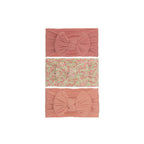 Set 18 cable knit single bow baby headband 3-piece set on white background