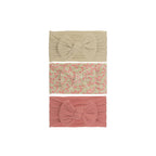 Set 19 cable knit single bow baby headband 3-piece set on white background