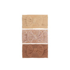 Set 20 cable knit single bow baby headband 3-piece set in neutral tones