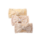 Set 24 cable knit single bow baby headband on white background