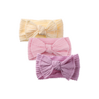 Set 25 cable knit single bow baby headband on white background