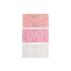 Set 4 cable knit single bow baby headband 3-piece set on white background
