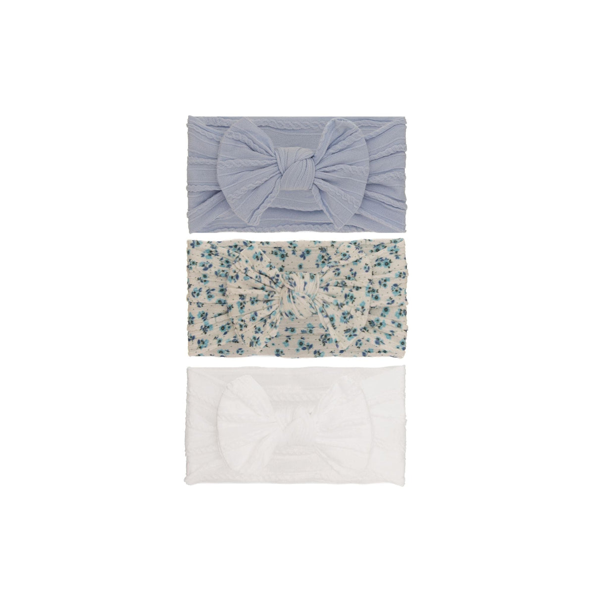 Set 6 cable knit single bow baby headband 3-piece set on white background