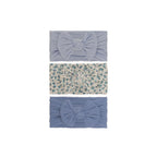 Set 9 cable knit single bow baby headband 3-piece set on white background