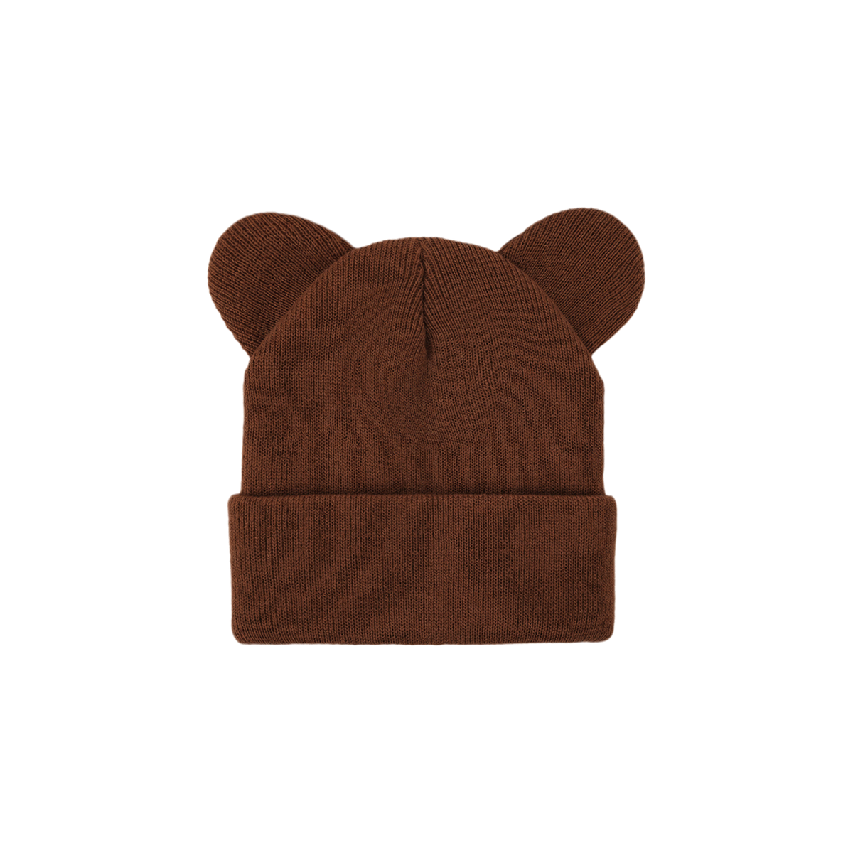 Bruno bear ear knit baby beanie in brown