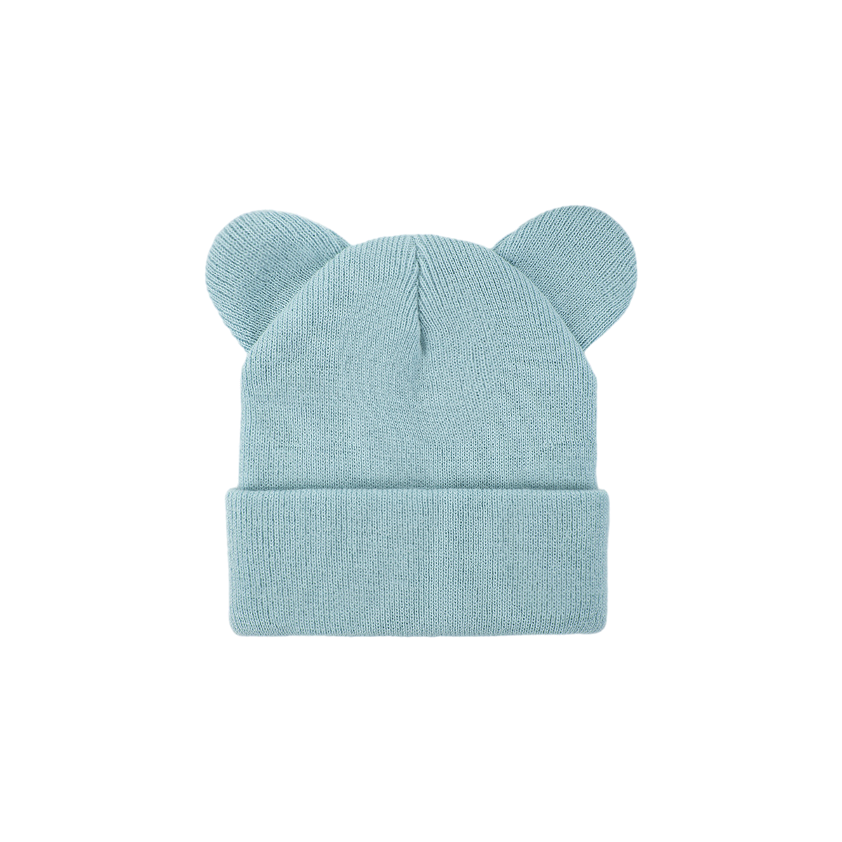Bruno bear ear knit baby beanie in cruise blue