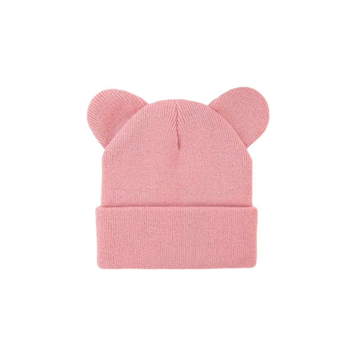 Bruno bear ear knit baby beanie in flamingo