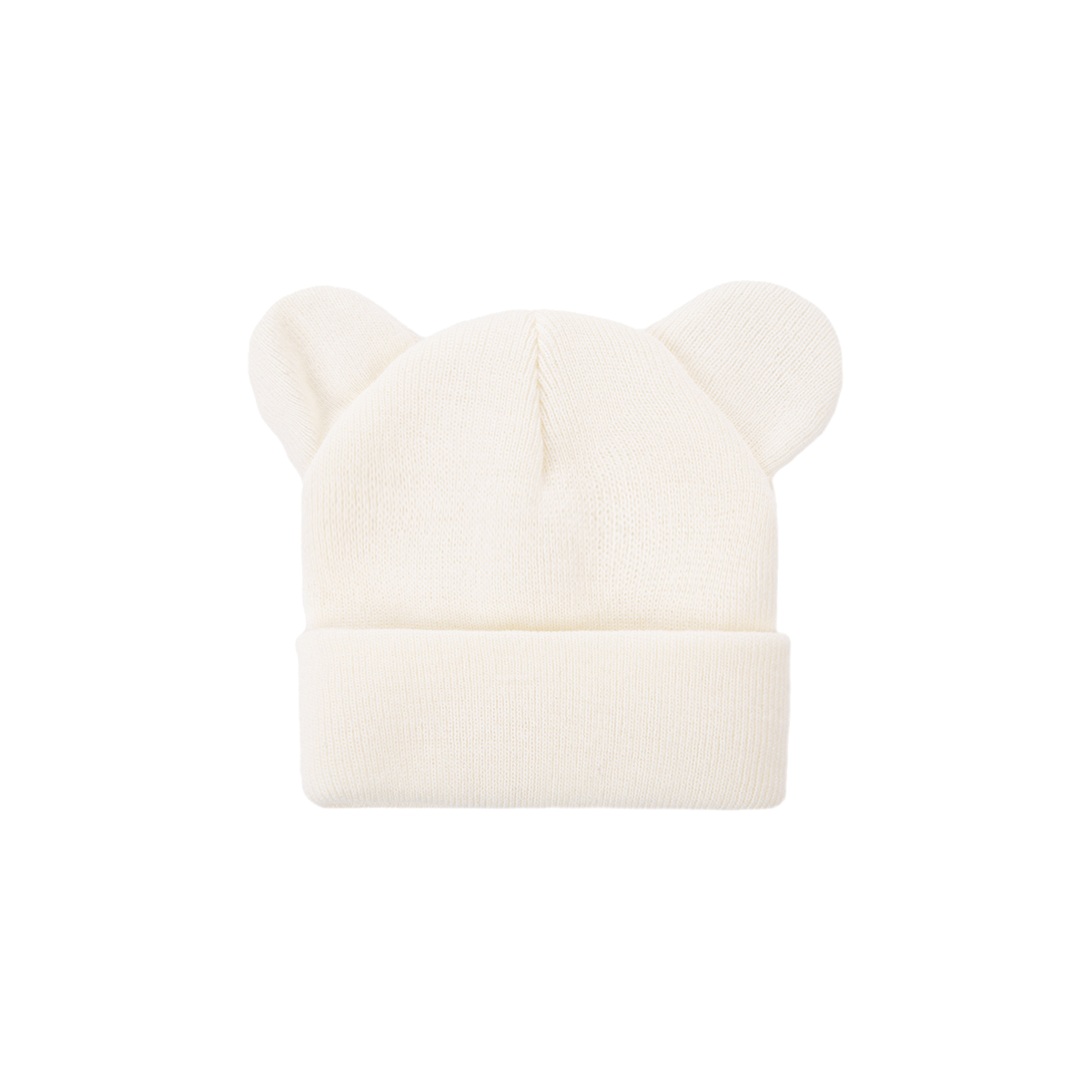 Bruno bear ear knit baby beanie in ivory