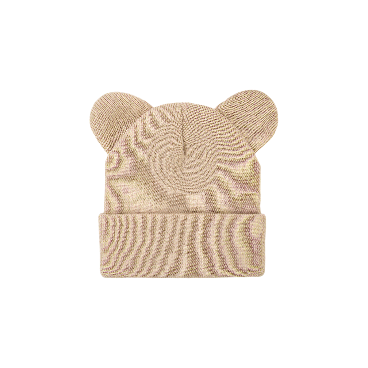 Bruno bear ear knit baby beanie in oat