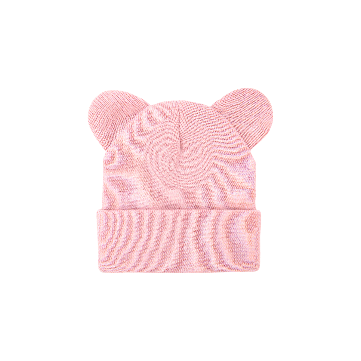 Bruno bear ear knit baby beanie in pink