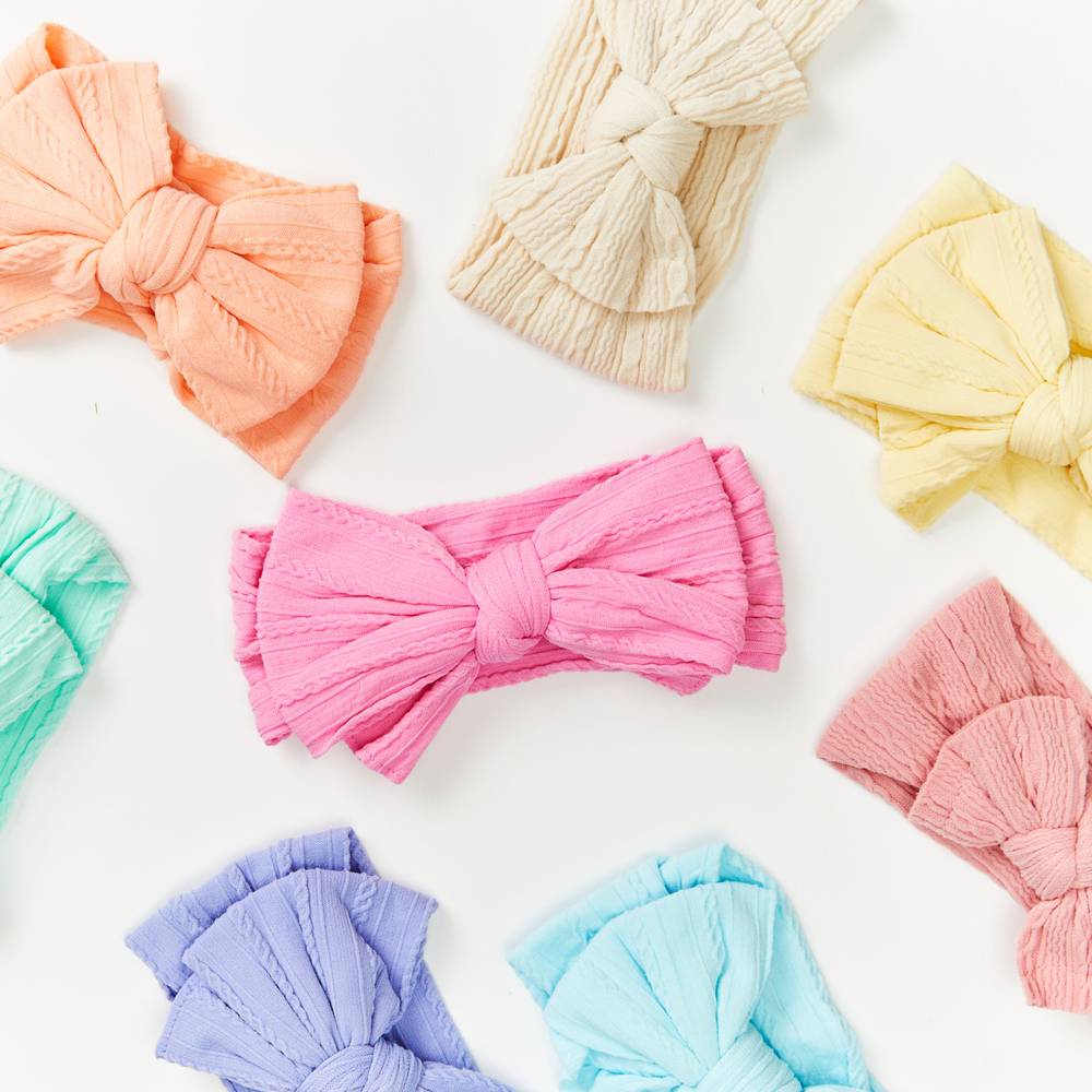 Bowie Double Bow Headband in Mint Green — baby headband gift-ready packaging and presentation