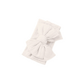 Chalk nylon ear detail baby headband with bow detail — Bowie Double Bow Headband on white background