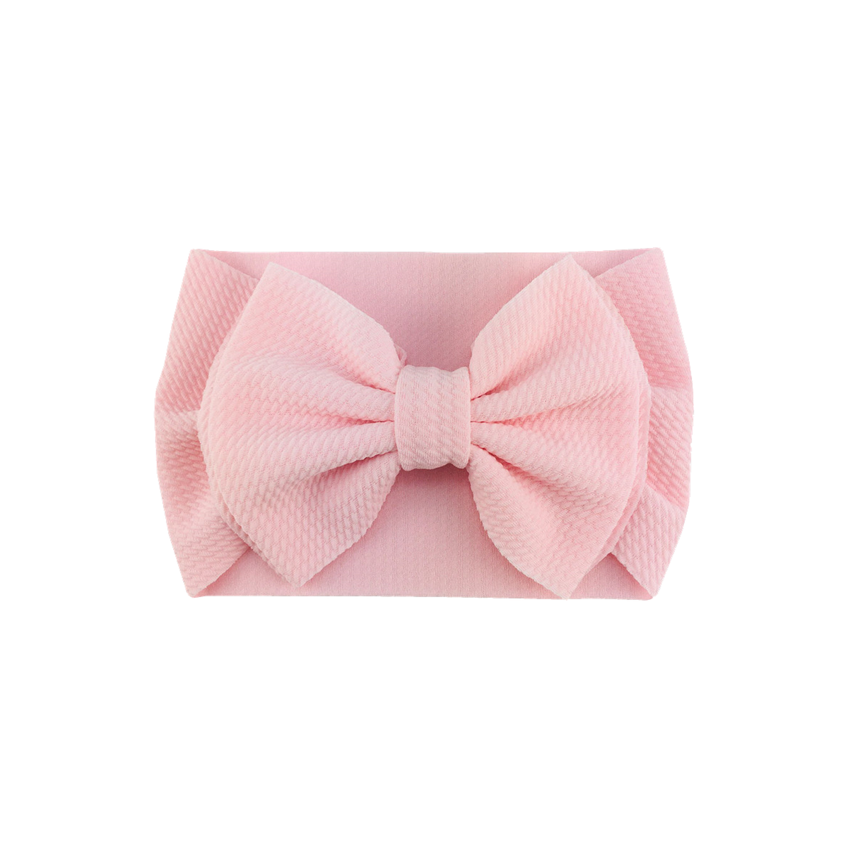 Coco big bow baby headband in blush, a soft blush pink, wide textured headwrap with oversized bow, Sommerfugl Kids