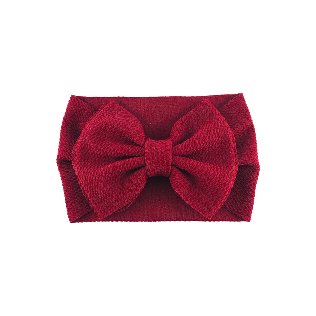 Coco big bow baby headband in cherry, a deep wine cherry, wide textured headwrap with oversized bow, Sommerfugl Kids