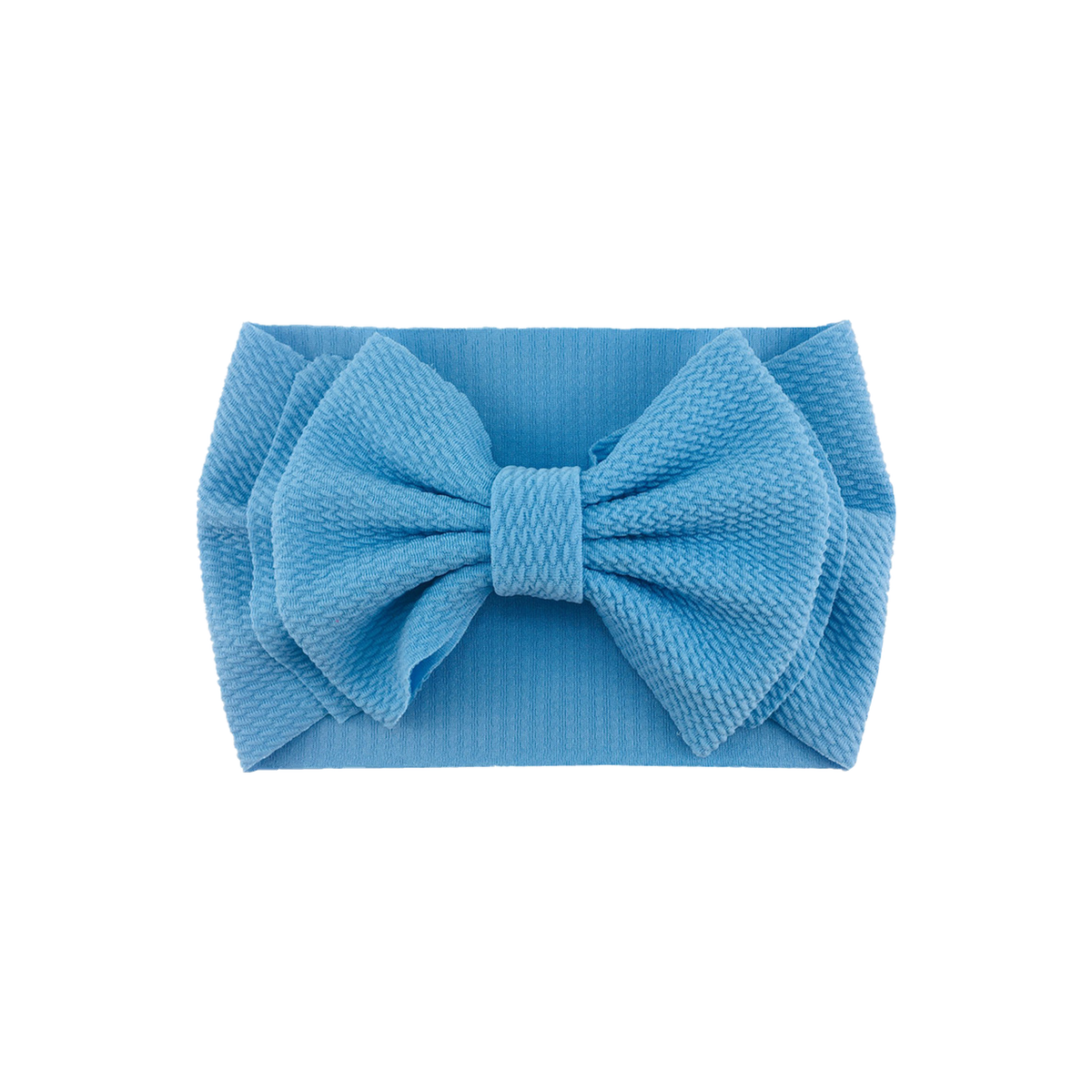 Coco big bow baby headband in light blue, a clear sky blue, wide textured headwrap with oversized bow, Sommerfugl Kids