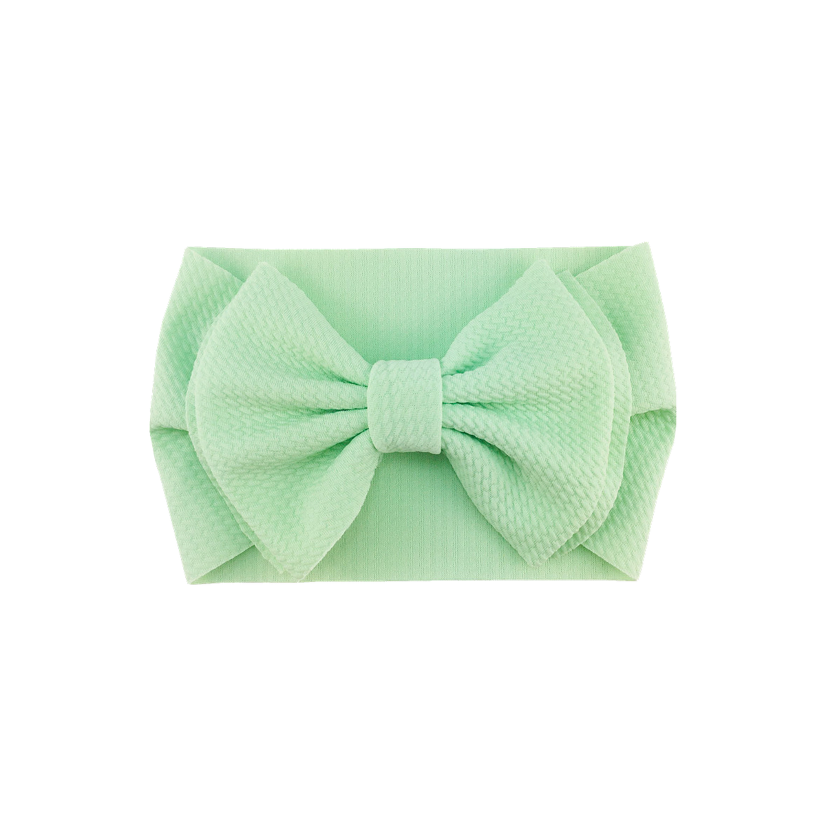 Coco big bow baby headband in mint, a soft pastel mint, wide textured headwrap with oversized bow, Sommerfugl Kids
