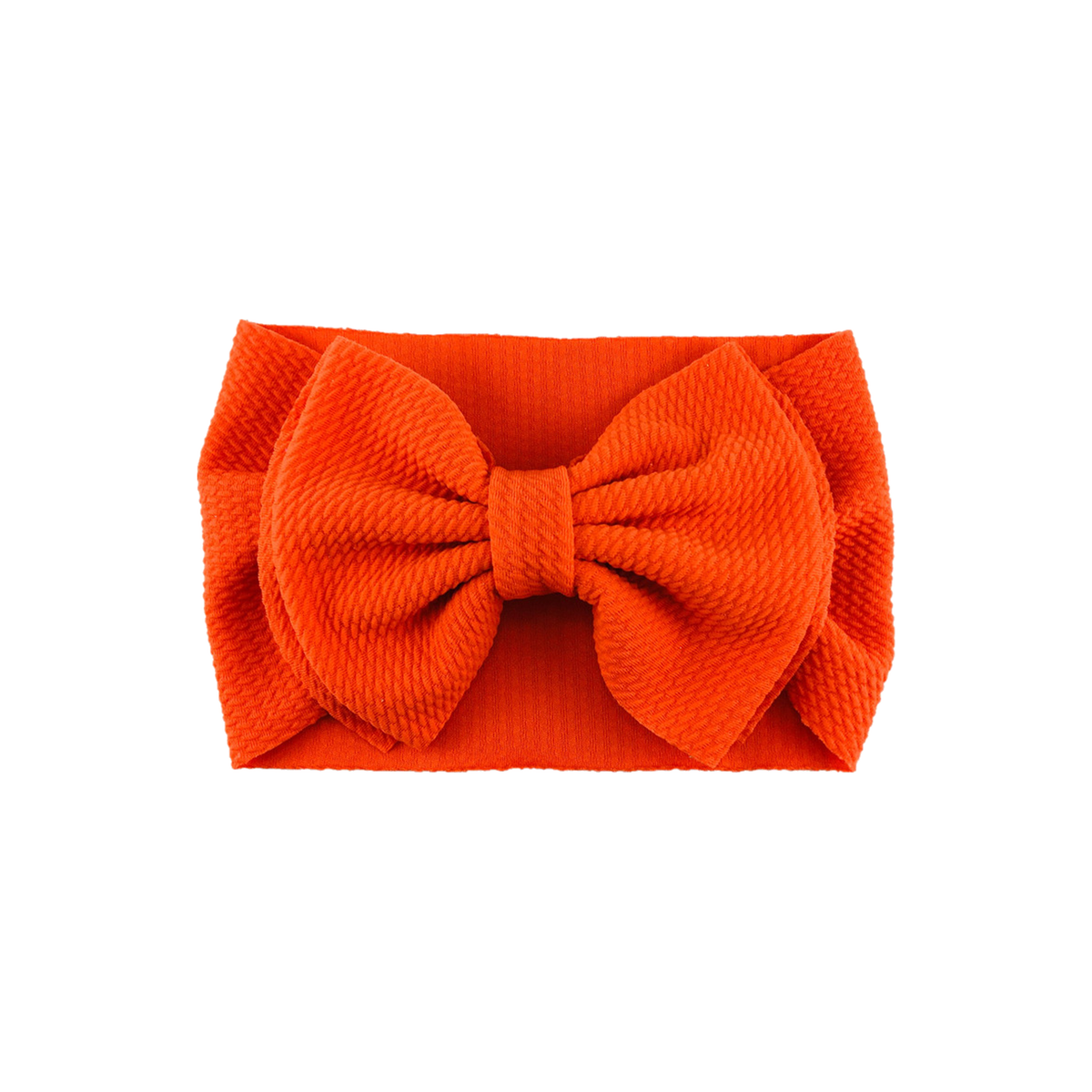 Coco big bow baby headband in orange, a bright tangerine orange, wide textured headwrap with oversized bow, Sommerfugl Kids