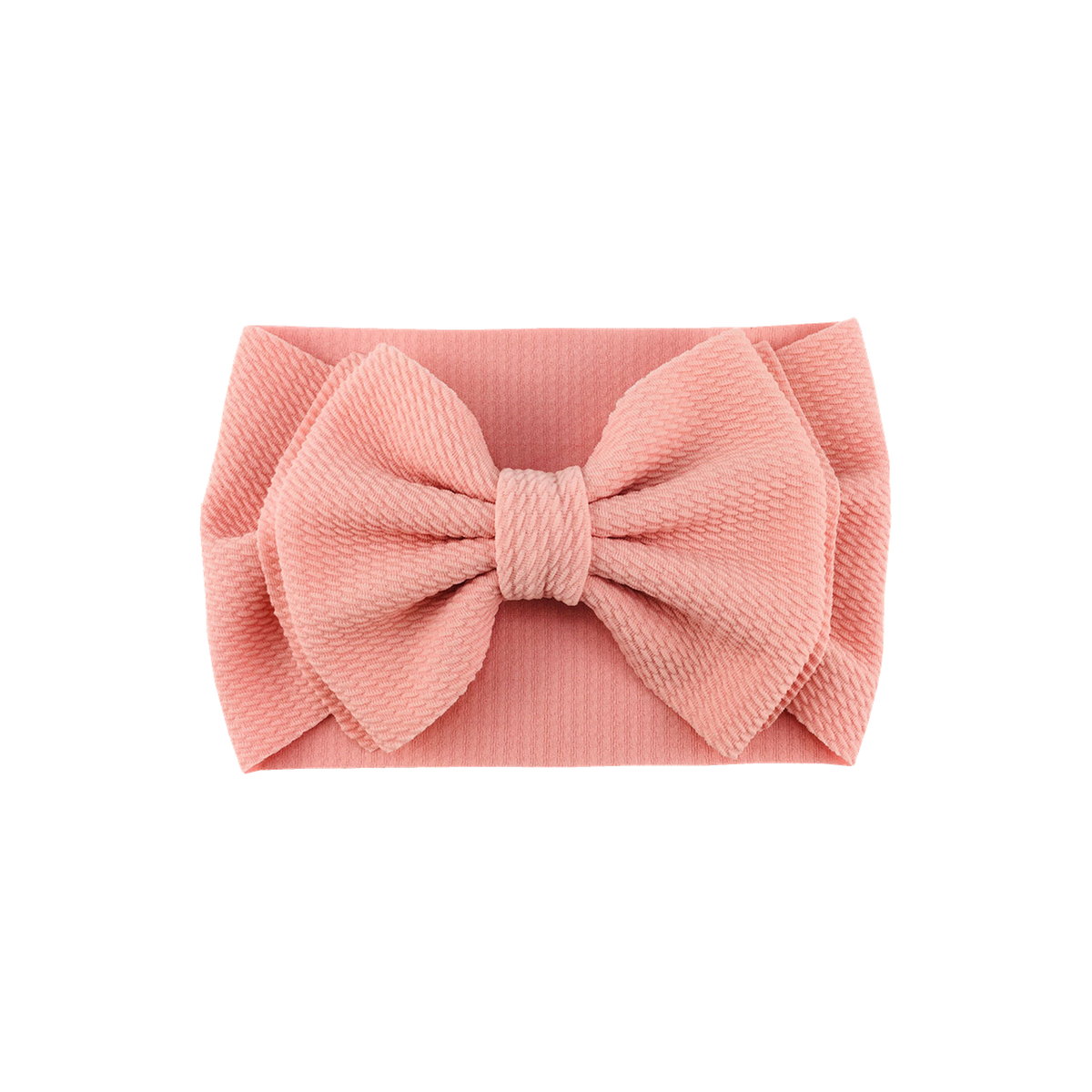 Coco big bow baby headband in peach, a soft peachy pink, wide textured headwrap with oversized bow, Sommerfugl Kids